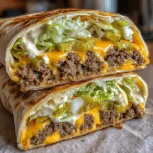Ultimate Cheeseburger Big Mac Wrap with Extra pickles